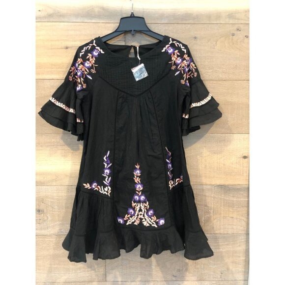 Free People Pavlo Black Babydoll Dress Women's Size XS - Picture 5 of 10